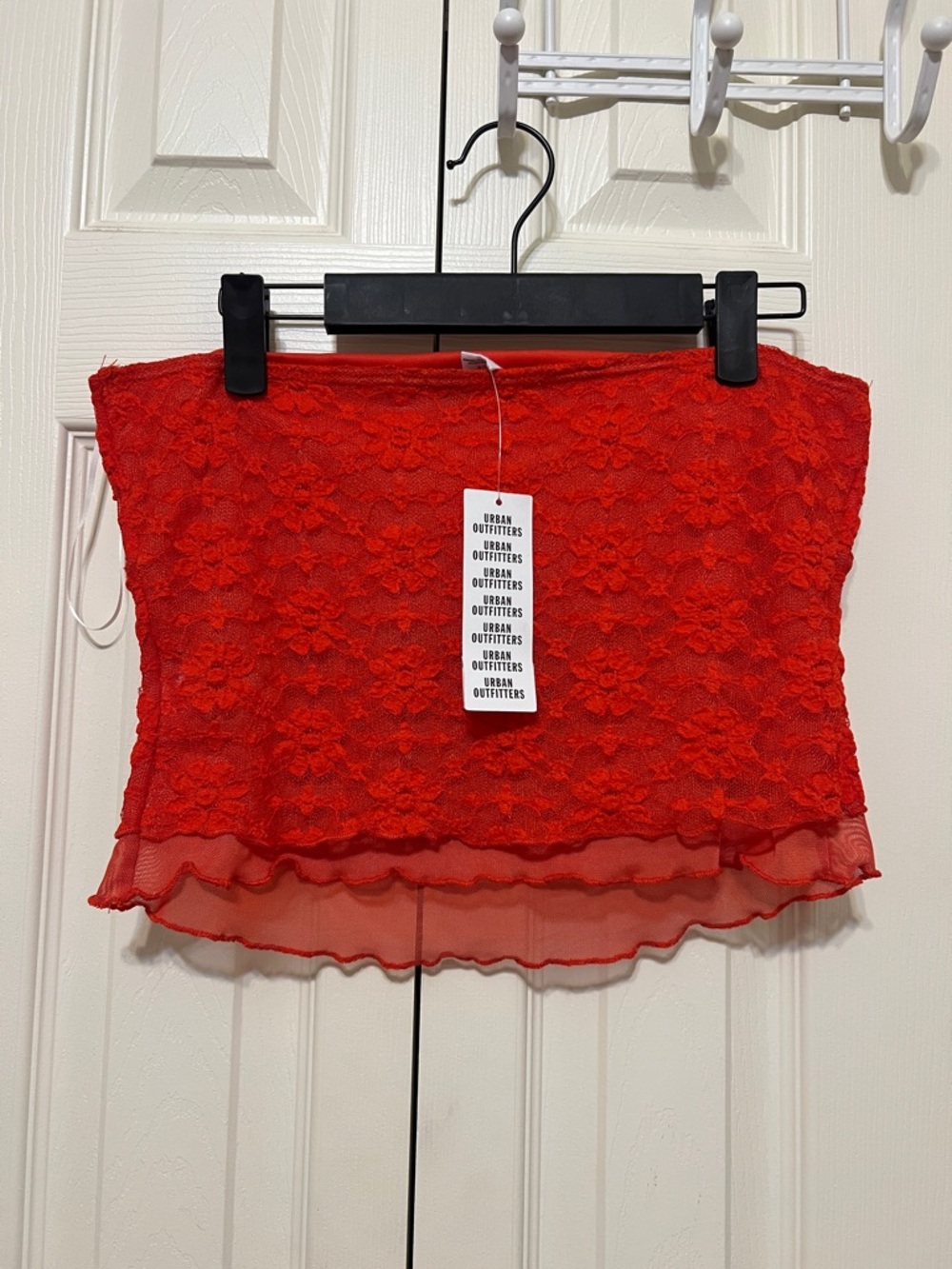 Urban Outfitters Red Lace Strapless Crop Top